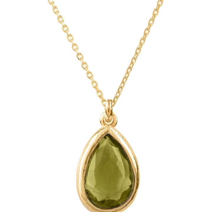 Latelita - Wholesale Halskettinghanger - Pisa Mini druppelvormige halsketting goud peridoot0
