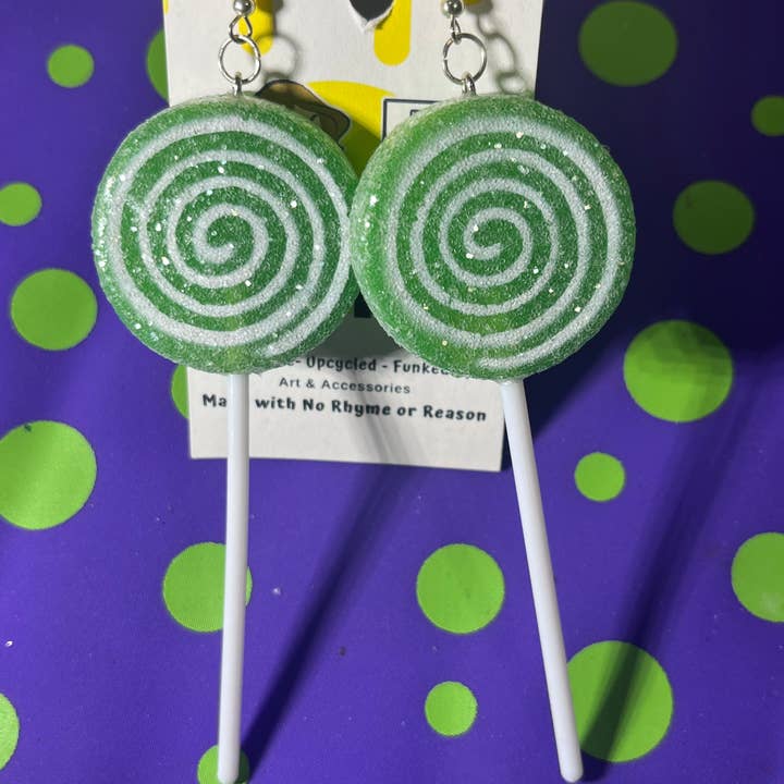 NO RHYME OR REASON ART – Großhandel Ohrhänger – Glitter Lollipop Ohrringe - Grün5