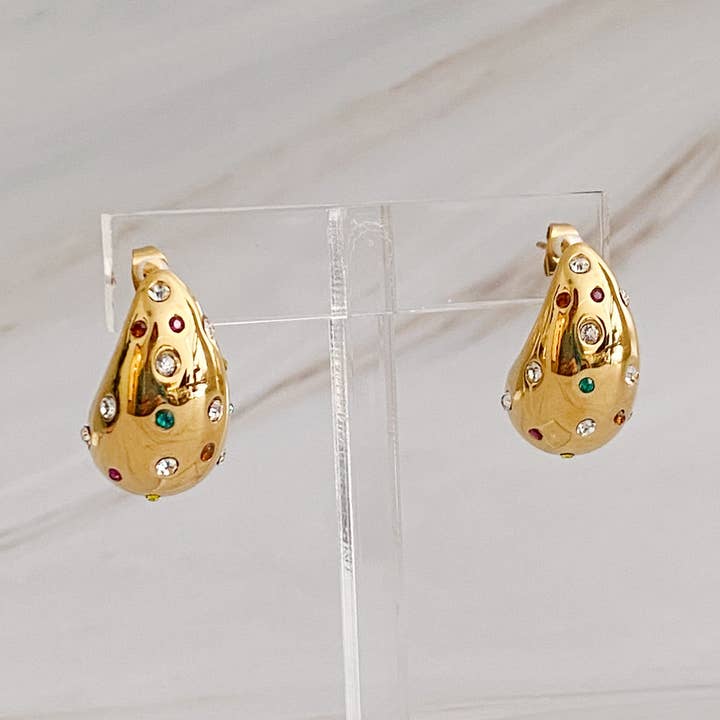 Ellison+Young - Wholesale Stud/Post Earrings - So Chic Jeweled Teardrop Earrings