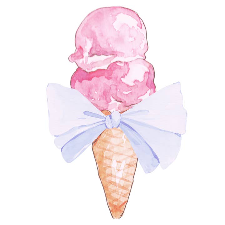 Ice Cream with Blue Bow DTF Transfer for wholesale by M2B Designs