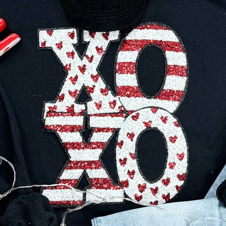 Witte pailletten XOXO-patch voor wholesale door Trendy Transfers