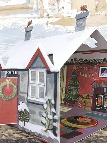 Carte de décoration de chalet de Noël - Cartref pour la vente par Driftwood Designs