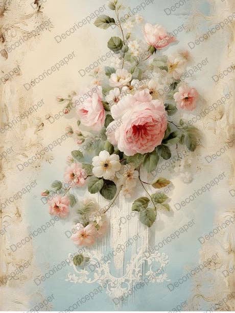 DRP190 - Soft Pink Roses - Rice paper A4 for wholesale by Decoricepaper