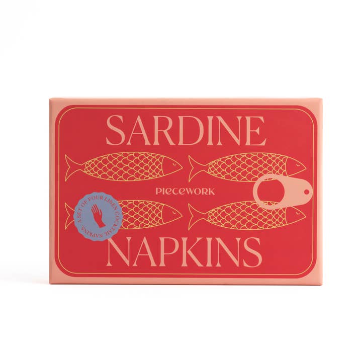Piecework Puzzles - Wholesale Dinner & Cloth Napkin - ✨NEW✨Sardine Cocktail Napkins - Set of 4
