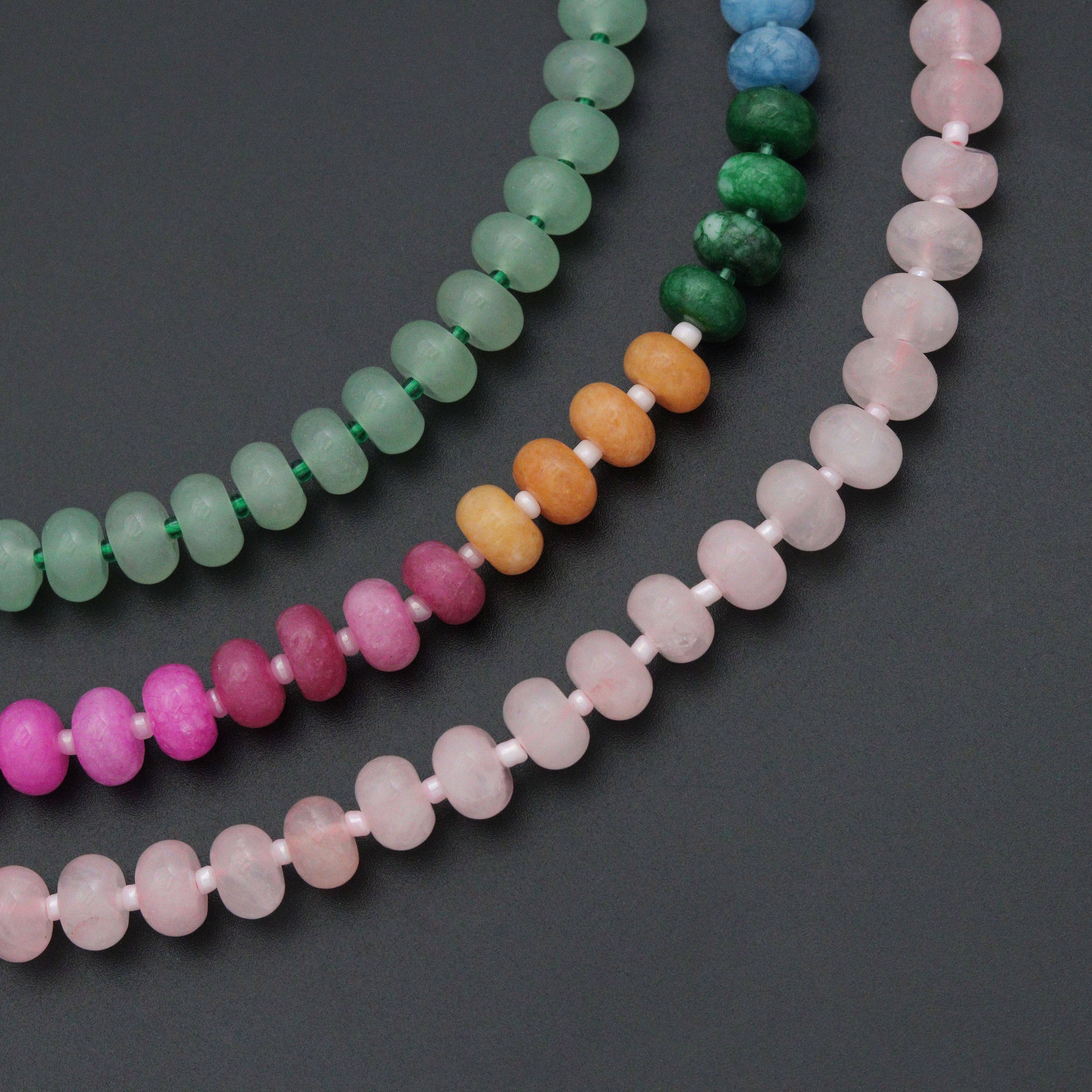 BestBeads&Beyond - Wholesale Beaded/Pearl Necklace - Pink Rainbow adventure green Gemstone necklace, sku#EF8102