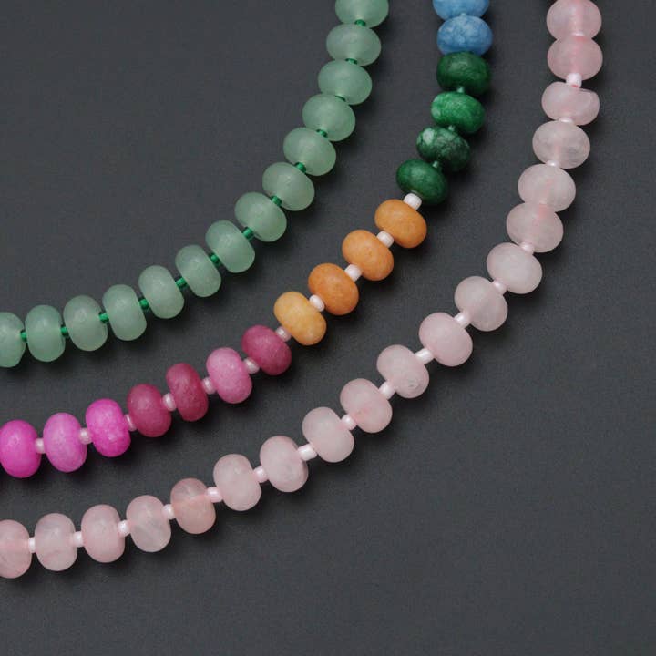 BestBeads&Beyond - Wholesale Beaded/Pearl Necklace - Pink Rainbow adventure green Gemstone necklace, sku#EF8102