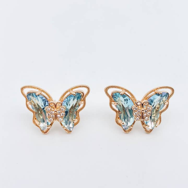 Mio Queena - Wholesale Stud/Post Earrings - Gradient Butterfly Stud Earrings Inlaid Cubic Zirconia9