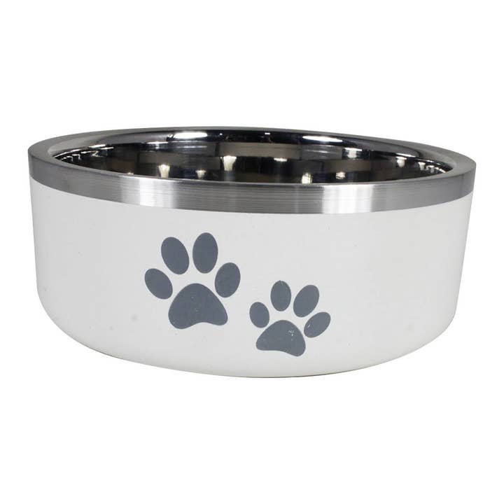 ThoozyPet Double Wall Bowl with Paws Butter Milk for wholesale by Pet Palette Distribution