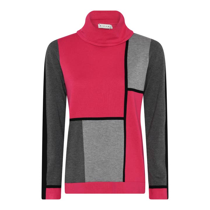 173-110 BB Jumper Basic Block Malha, 64473 - Rosa/Cinza por atacado de MICHA A/S