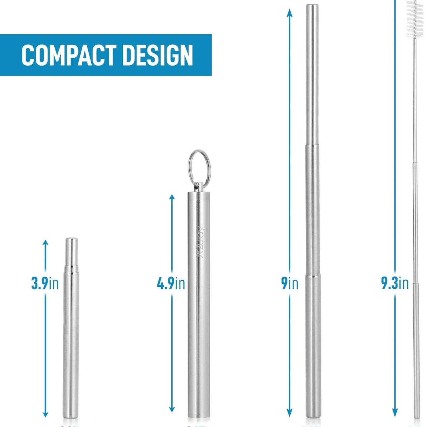 Zulay Kitchen - Wholesale Keychain - Unisex - Collapsible Stainless Steel Straw Keychain with Case5