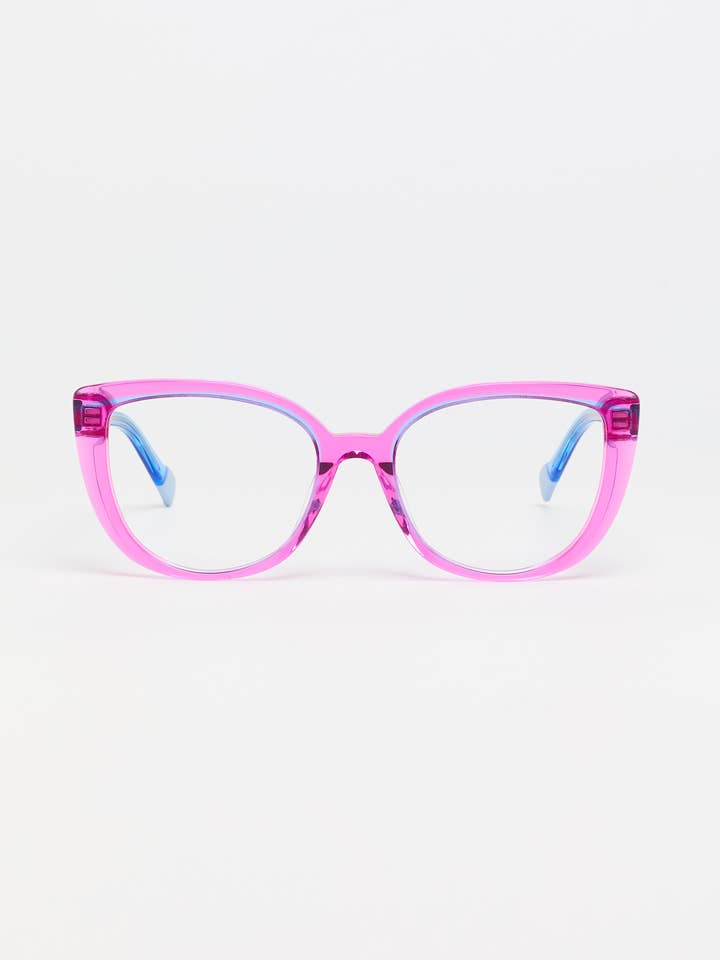 Montures optiques bicolores rose brillant/bleu pour la vente par TIWI