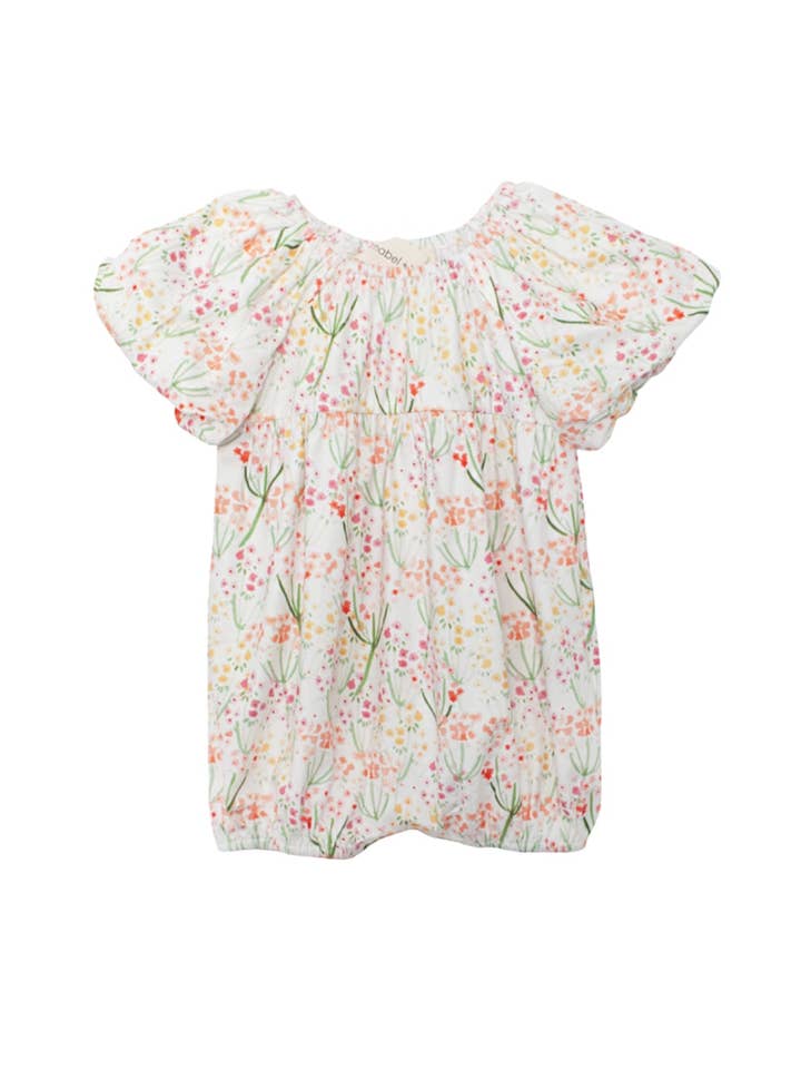 Springtime Garden Short Puff Sleeve Romper for wholesale by mabel + honey