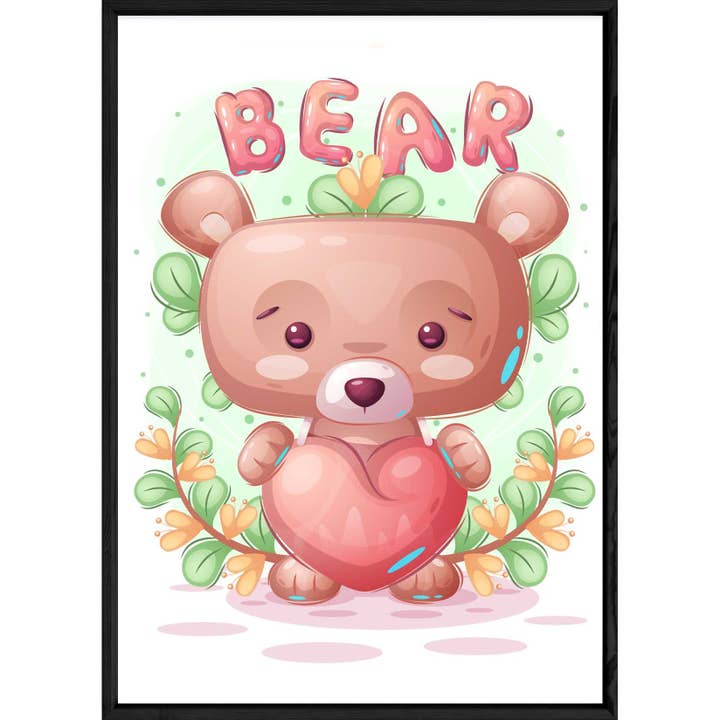 Teddy Bear Djur Bild — 23x32 — Trä och glas ram för wholesale av ELISE ET LOUISE