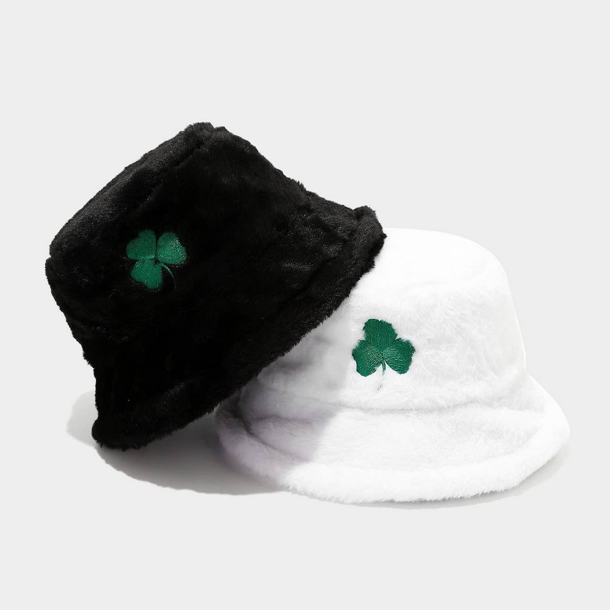 ACCITY - Wholesale Bucket Hat - Women's - Green Clover Embroidery Bucket Hat Winter Warm_CWAH046855