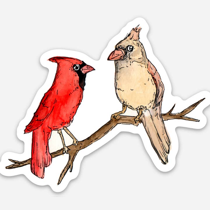 Cardinal Pair Sticker for wholesale by Heartwood Collective