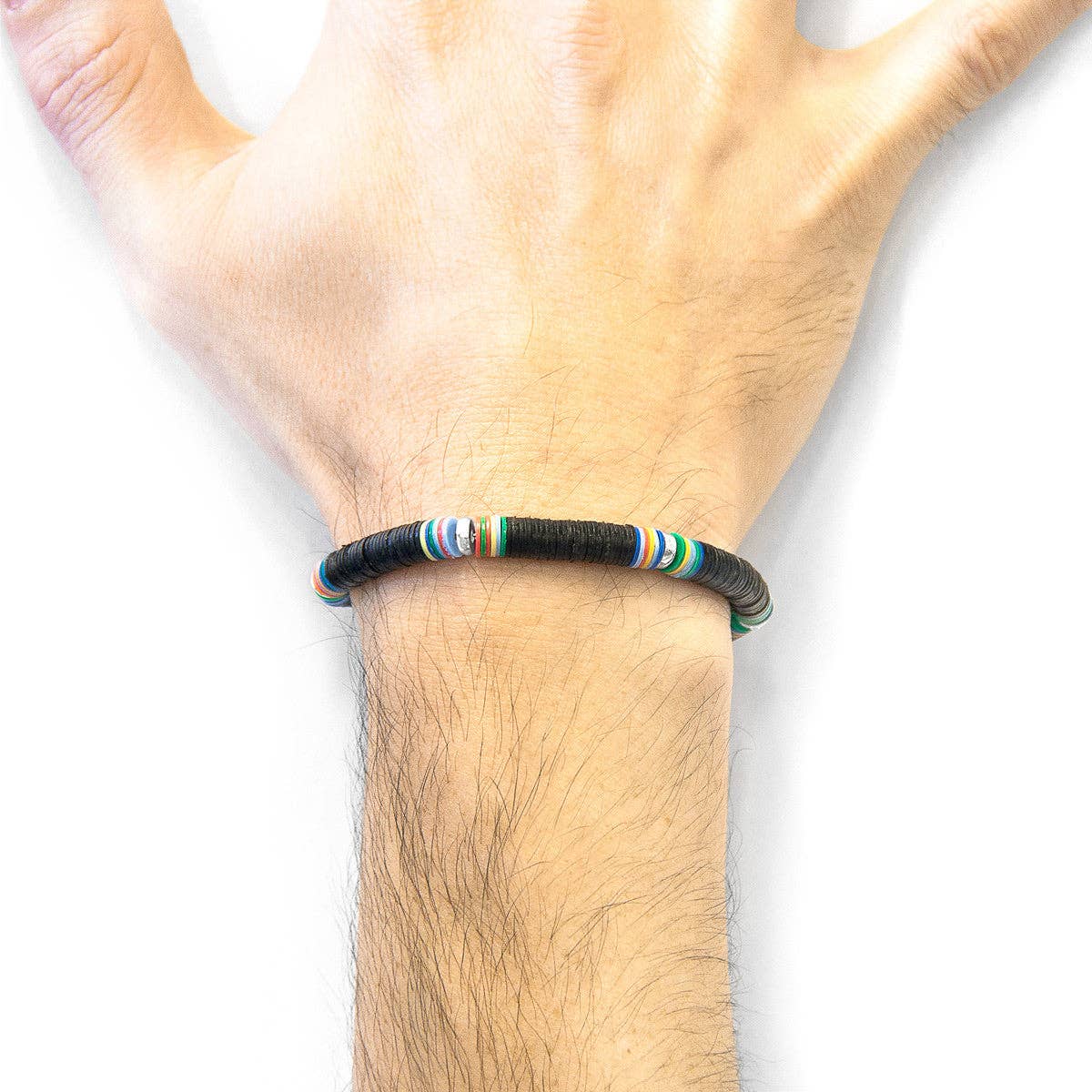 ANCHOR & CREW - Wholesale Beaded Bracelet - Blue Nakuru Silver and Vinyl Disc Bracelet1