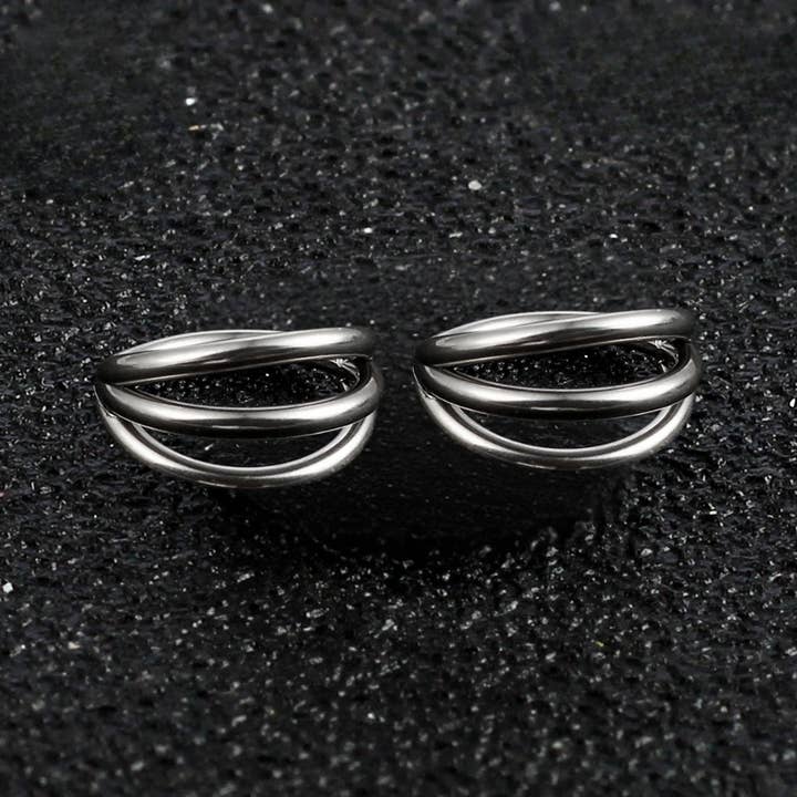 Ashlen - Wholesale Hoop Earrings - TRIPLE HARMONY HOOPS (PAIR)5