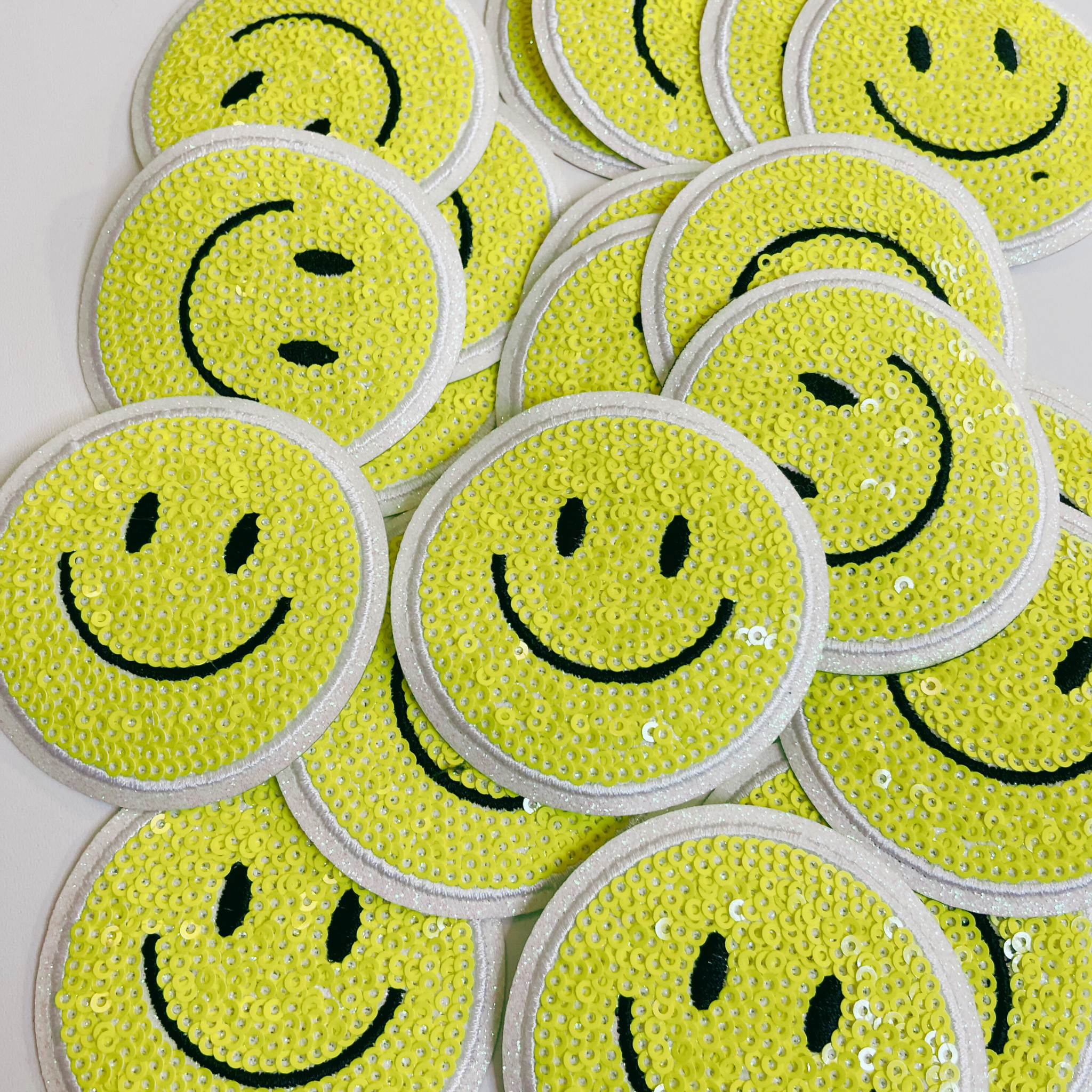 TEELUX - Wholesale Patch - NEON Sequin Smiley Face Patch - 2.5" x 2.5"  - hat Patch6