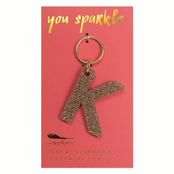 Lucky Feather - Vendita all'ingrosso Portachiavi - Donna - Portachiavi Glitter - Lettera - K