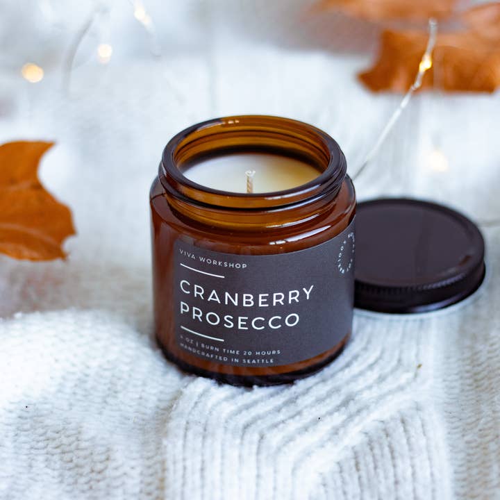 Viva Workshop - Wholesale Jar/Filled Candle - Cranberry Prosecco – Festive Scented Soy Candle5