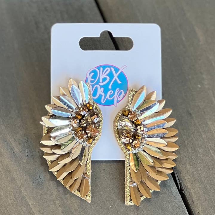 OBX Prep - Venta al por mayor Pendientes colgantes - Pendientes de tuerca con forma de alas metálicas
