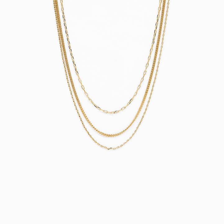Sessori - Wholesale Link & Chain Necklace - Unique Triple Layered Chain Necklace