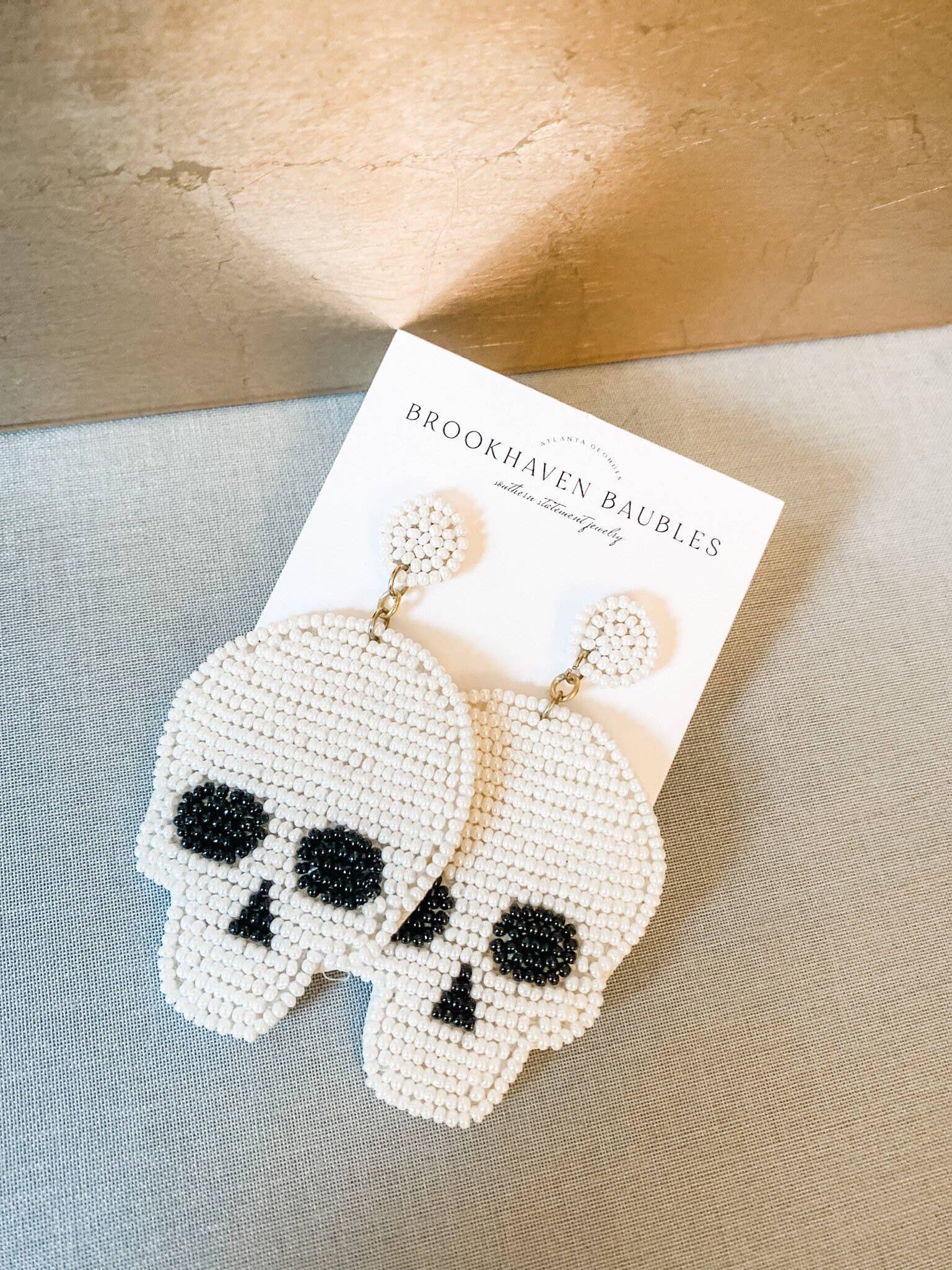 Brookhaven Baubles - Wholesale Dangle earrings - Halloween Skull Beaded Southern Statement Earrings1