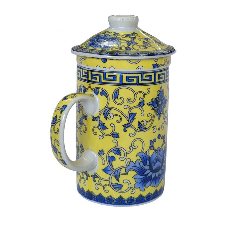 Goldene Blumen-Infuser-Tasse für den Großhandel von Mandarin Arts Ltd