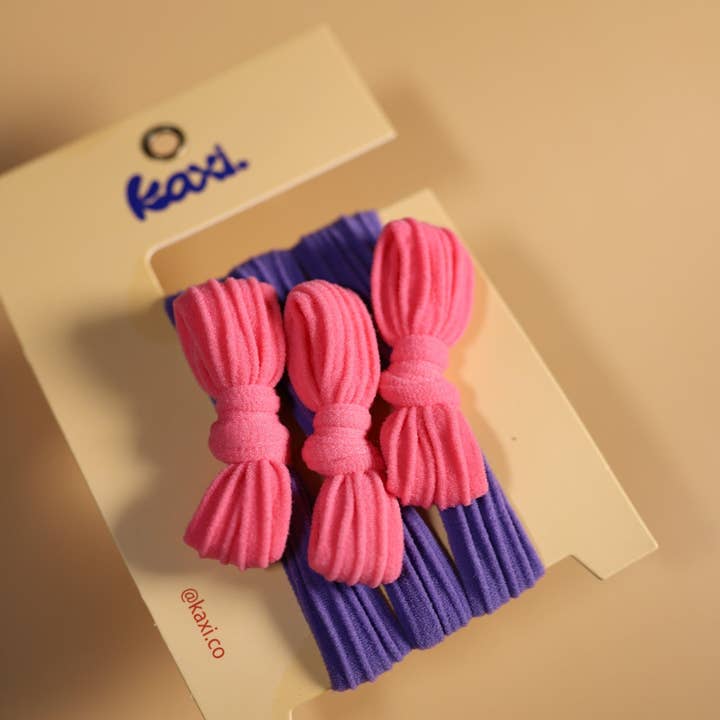 KAXI - Wholesale Hair Tie - TWO TONED BOW SLICK BACK PONYTAILS (PACK OF 3)36