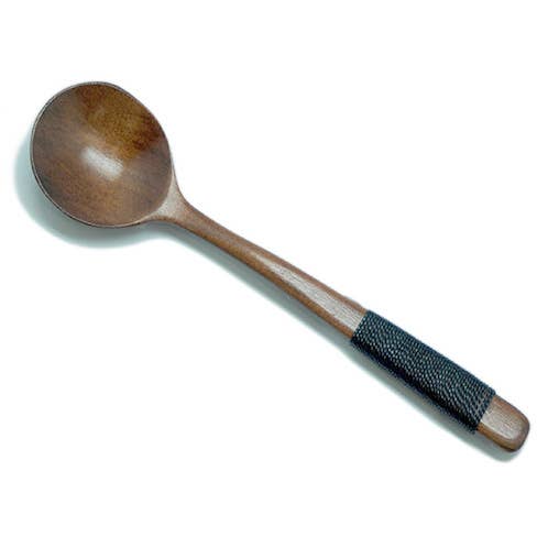 World Treasure Trading - Wholesale Keukenlepel - Aziatische gebruiksvoorwerpen, Houten lepel, ronde kop, zwarte draad