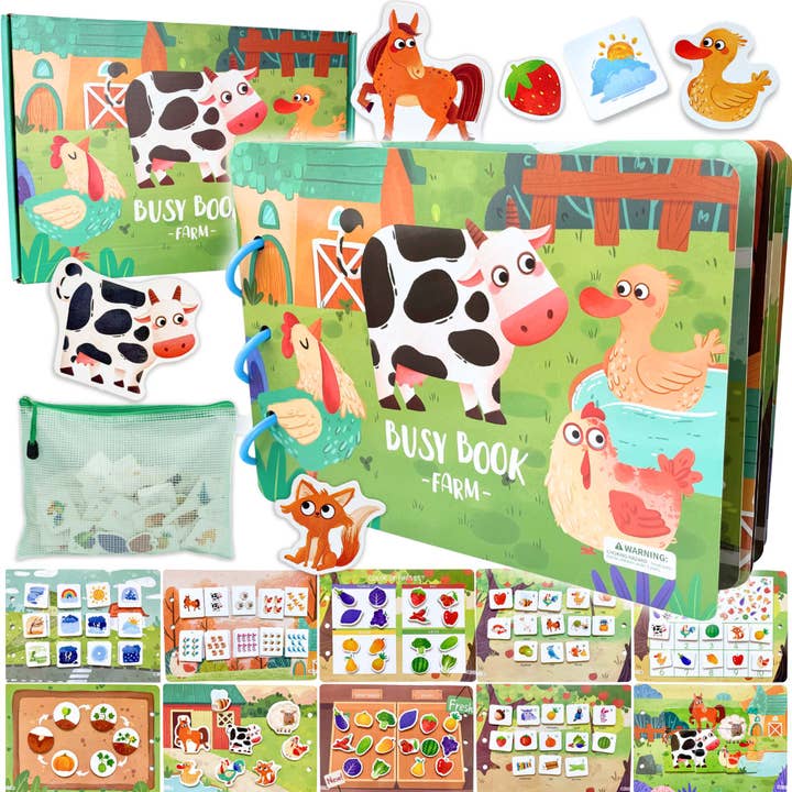 Spirit 'N Sprout - Wholesale Boek - Kinderen - Farm Busy Book voor peuters - voorgemonteerd met etui met ritssluiting - bijpassend activiteitenboek met klittenband