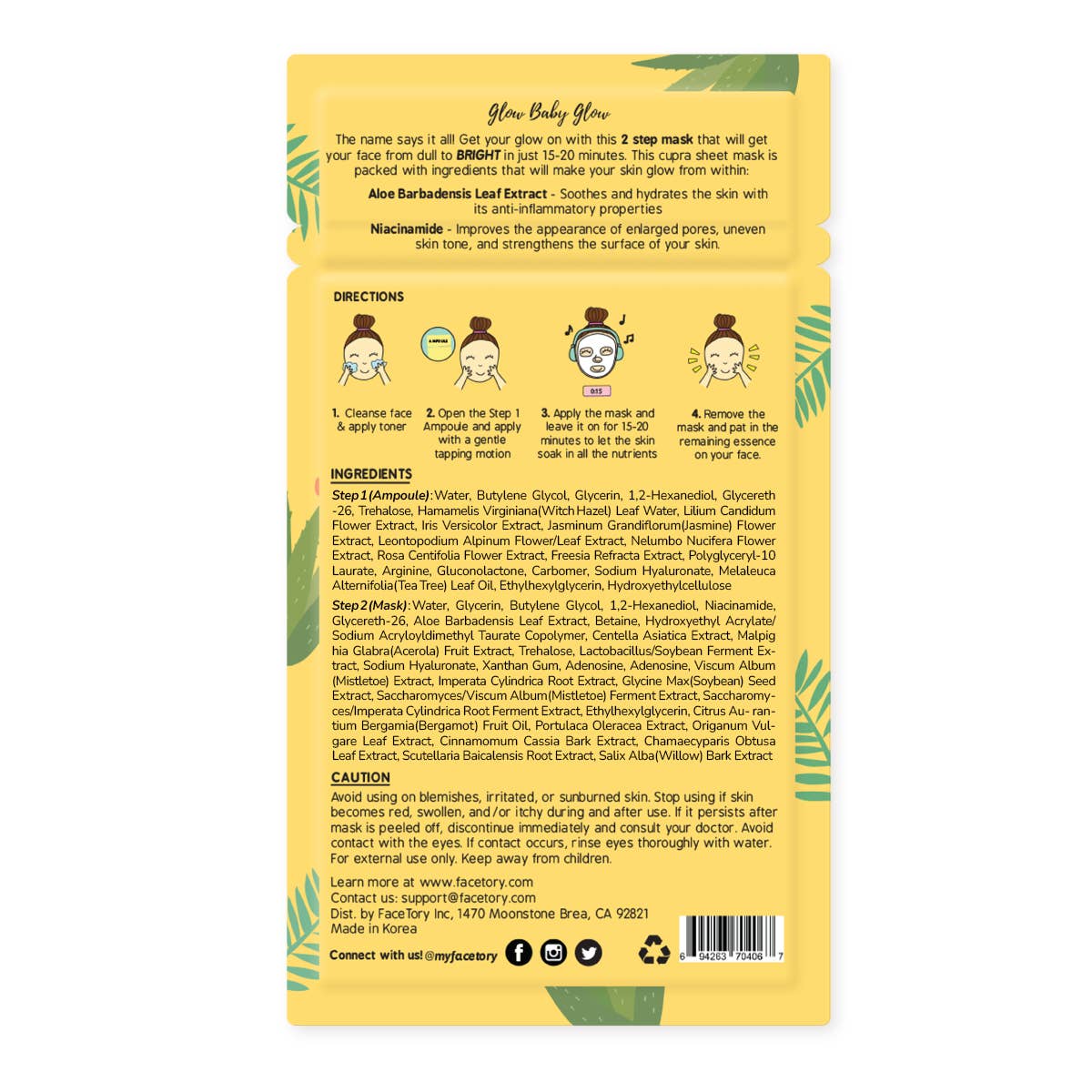 FaceTory - Wholesale Skincare Face Mask - Face Mask - K-Beauty - 2-Step Brightening - Glow Baby Glow3