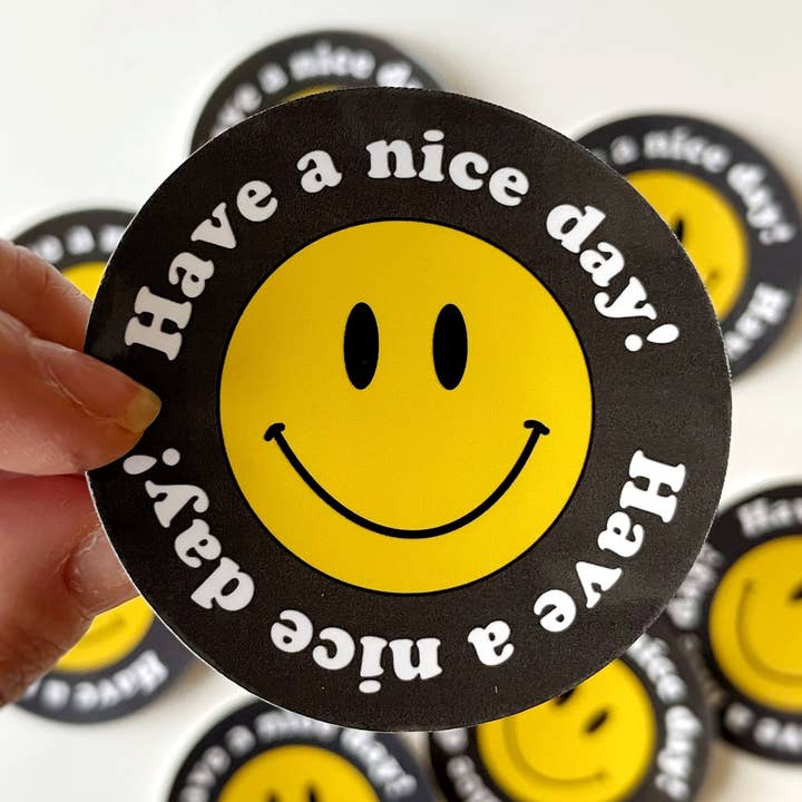 ¡Que tengas un buen día! /Pegatina Happy Water Resistant para Water B para venta al por mayor de Saguaro Creative Co.