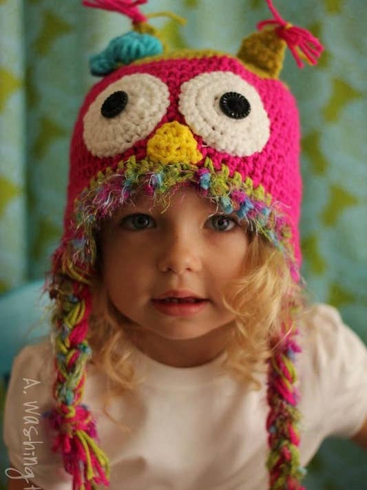 Sombrero de ganchillo con borlas en forma de búho para venta al por mayor de Mad Hatter Farm