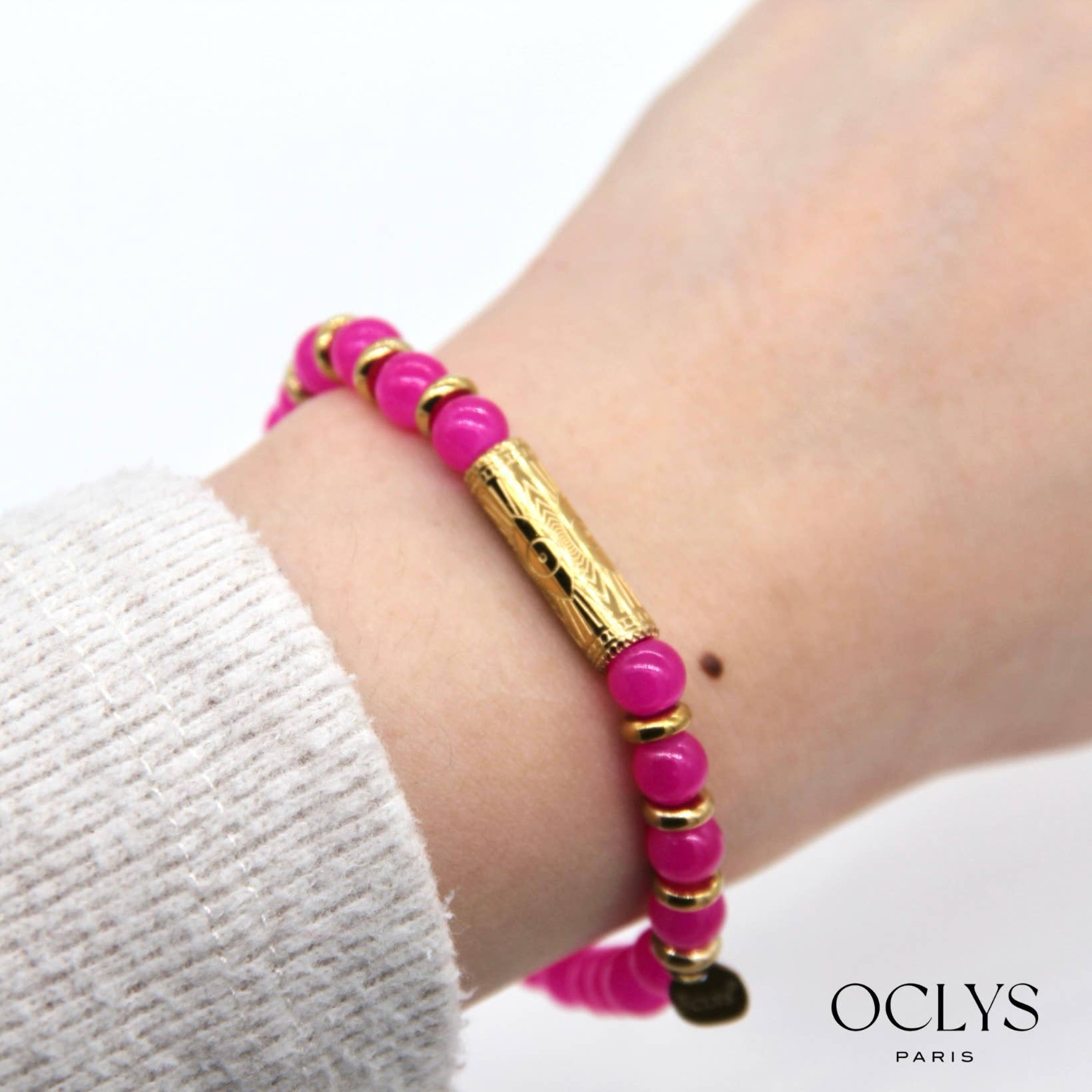Oclys - Wholesale Beaded Bracelet - Stainless steel bracelet and Tyché stones7