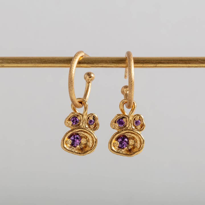 Claire Hill Designs – Engroshandel Hoops – Ametyst Guld Vermeil Øreringe | Naturinspireret | Februar Fødselssten