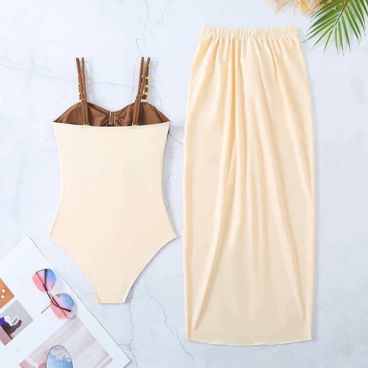 Tourtiwi – wholesale Two-piece swimsuit – Women’s – Strapless hollow one-piece swimsuit skirt two-piece set6