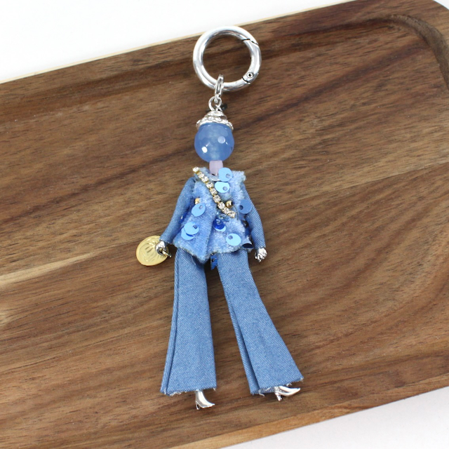 Pretty Persuasions - Wholesale Keychain - Women's - B24127 Stone Adorned French Doll Stainless Steel Keychain10