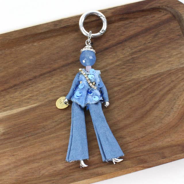 Pretty Persuasions - Wholesale Keychain - Women's - B24127 Stone Adorned French Doll Stainless Steel Keychain10