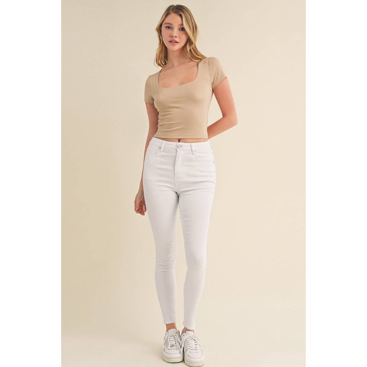 UP CLOTHING - Wholesale Shirt - Women's - SQUARE NECK SHORT SLEEVE TOP DOUBLE LAYERED13