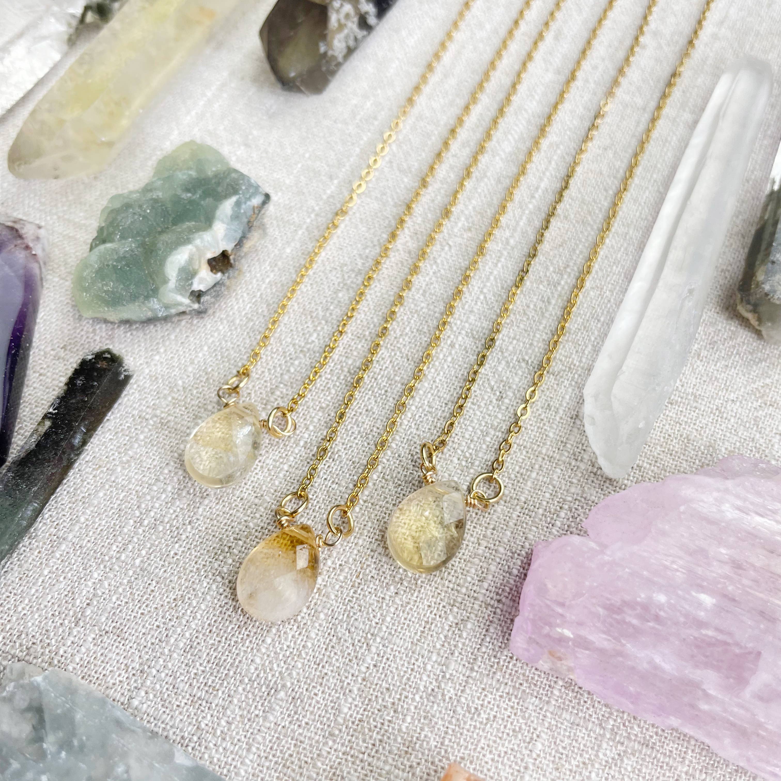 Ewelina Pas Jewelry - Wholesale Halskettinghanger - Citrien Geslepen Druppel Fijne Ketting4