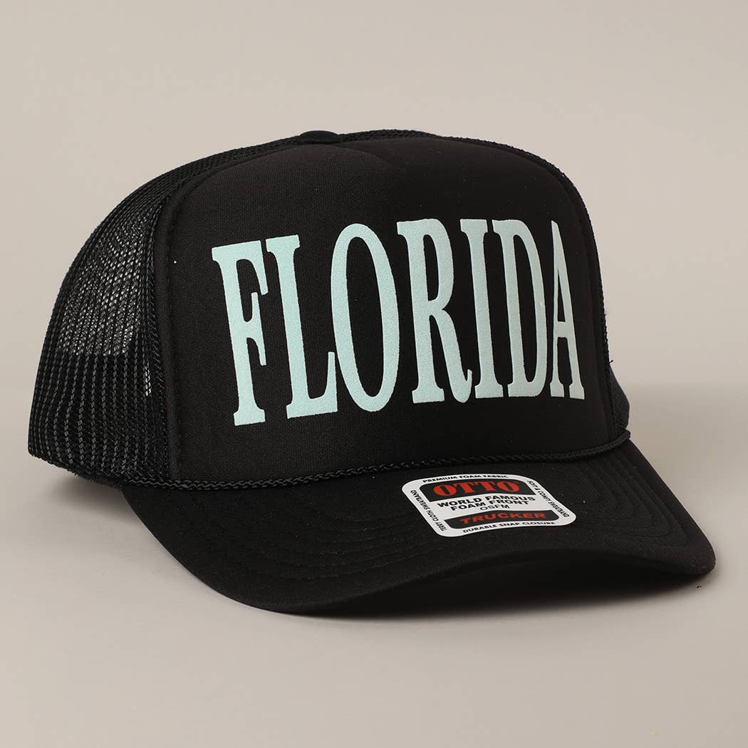 Fashion City - Wholesale Trucker Hat - Unisex - FLORIDA Text Printed Mesh Back Foam Trucker Hat1