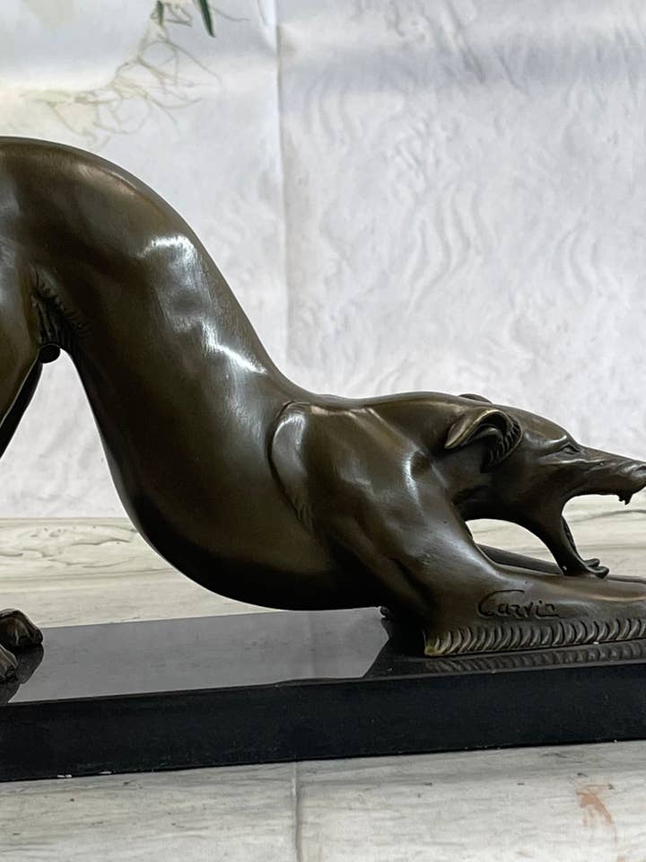 Estatua de bronce de galgo o perro de carreras Saluki sobre base de mármol 6 x 10 pulgadas para venta al por mayor de Bronzhaus