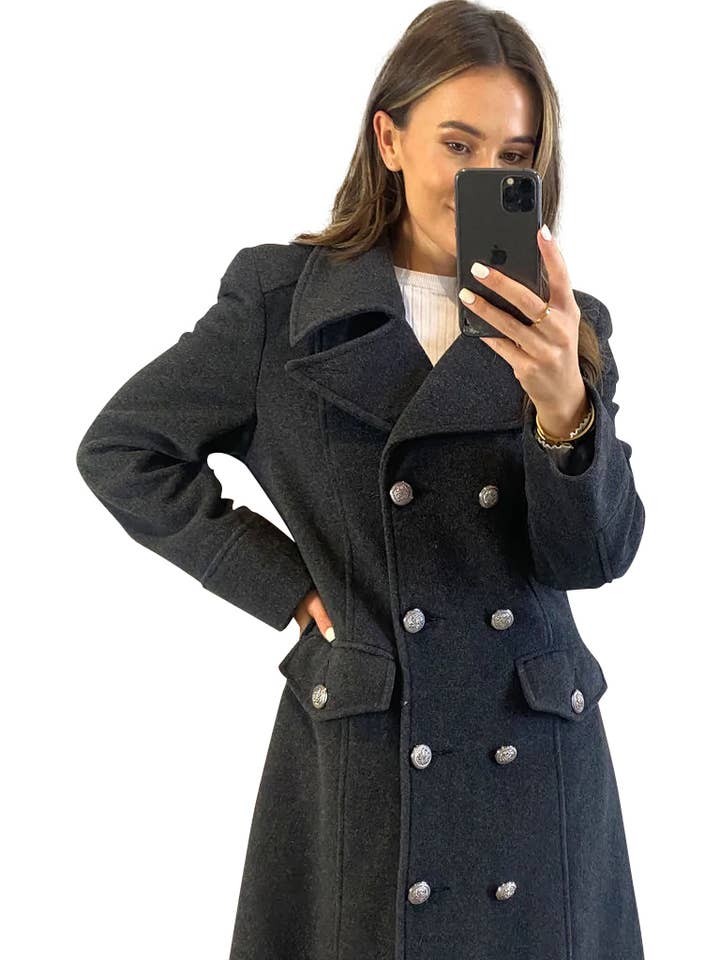 Anastasia – wholesale Rock - Dam – Womens dubbel knäppt militär vinterrock