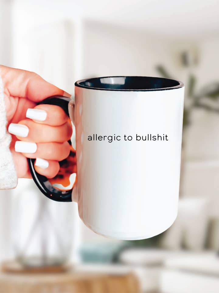Mug 15oz Allergique aux conneries pour la vente par Blonde Ambition | Jewelry | Valentines Gift & Sweaters