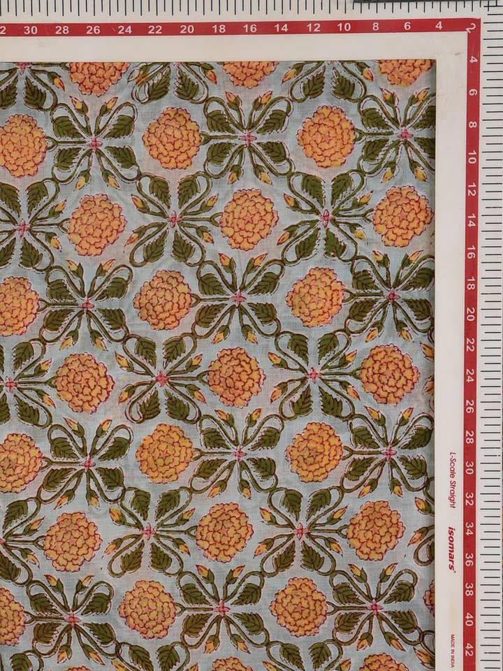 Handmade Block Printed Cotton Mulmul/Voile Fabric Yardage - Fabric by the Yard for wholesale by Jai Texart LLP