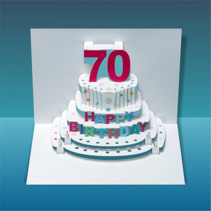 Forever Cards Ltd - Wholesale Birthday Card - Age 70 Birthday Card, 70th, Pop Up Cake Card - POP501