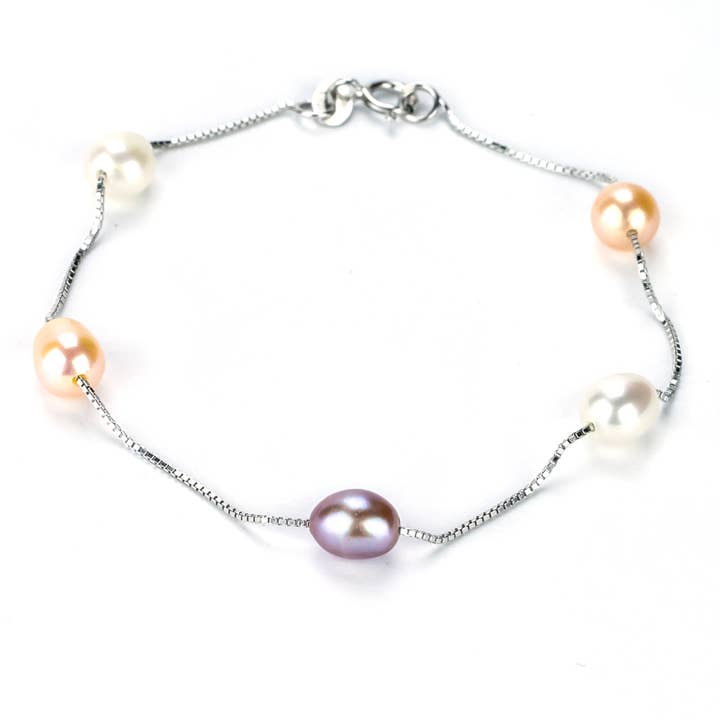 Freshwater Drop Shape Mixed Colour Hendra Bracelet 7-8 mm AAA for wholesale by Vayo Pearls