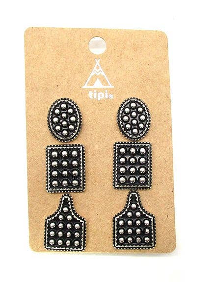 Boucles d'oreilles texturées à pois occidentaux, ensemble de 3. pour la vente par Snowing West