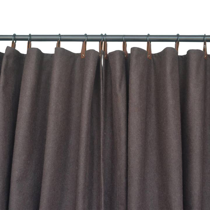 Amore Beauté – wholesale Curtain – Brown Wool Curtains With Leather Ties and Trim Curtain15